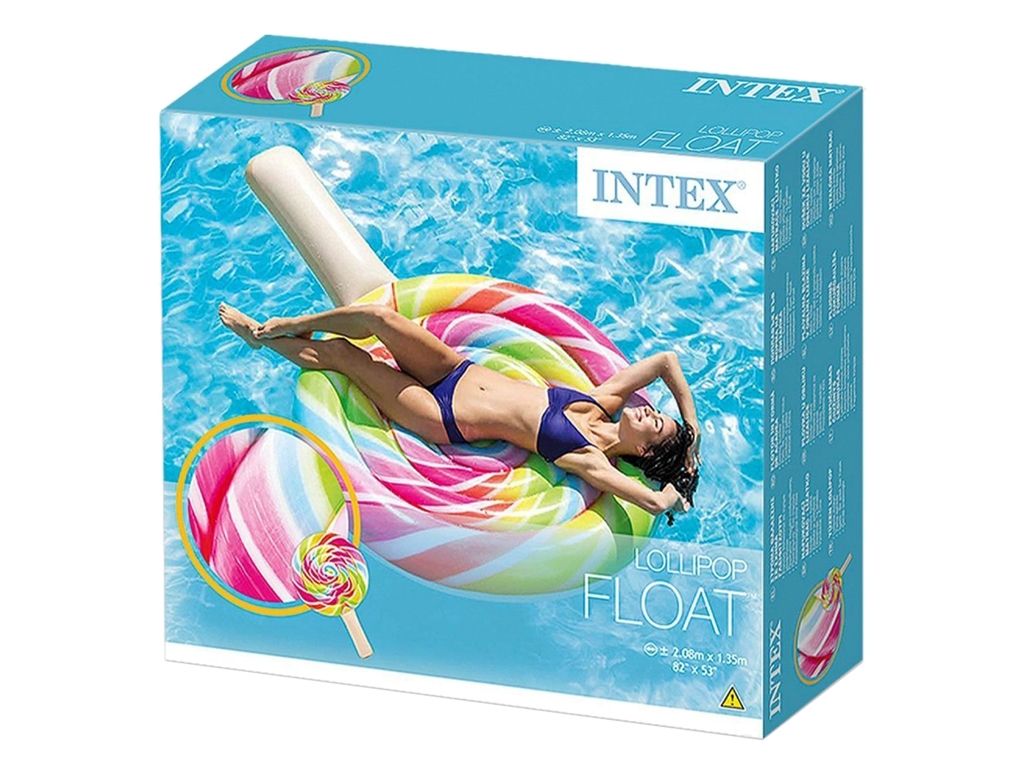 Пляжний надувний матрац Intex 58753 Льодяник з ремкомплектом, вініл, 208×135см
