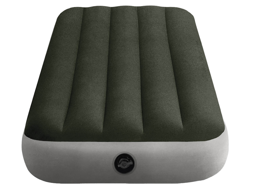 Надувной матрас Intex 64107, ПВХ с велюровым покрытием, 191×99×25см, цвет зеленый