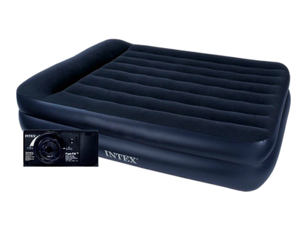 Надувне ліжко Intex 64124, Dura-Beam Standart, вбудований електронасос, 203×152×42см, колір чорний