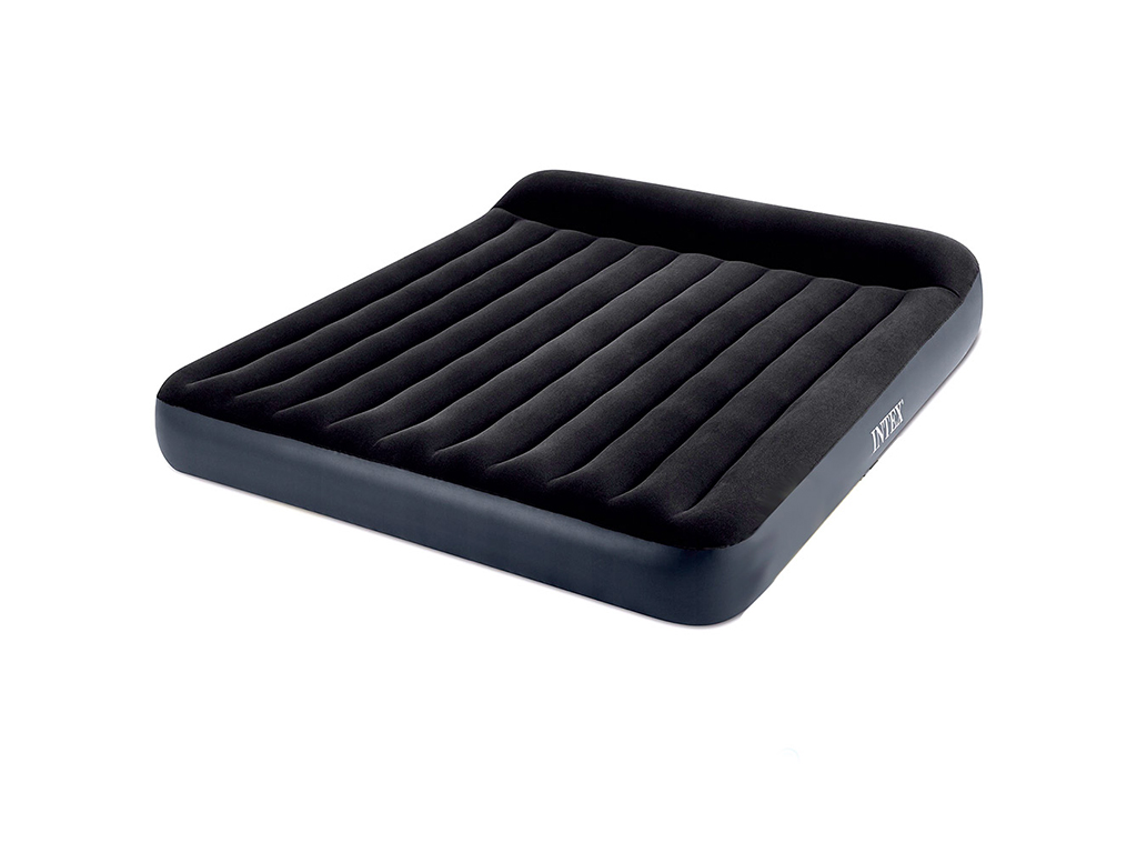 Надувной матрас Intex 64144, ПВХ с велюровым покрытием, 203×183×25см, цвет черный