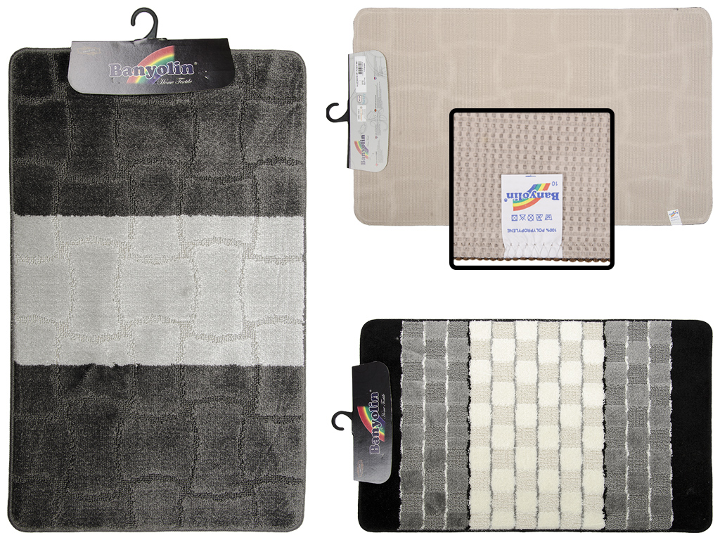 Килимок у ванну кімнату Banyolin SILVER (сірий) прогумований, ворс 11мм, 100х60см 1шт