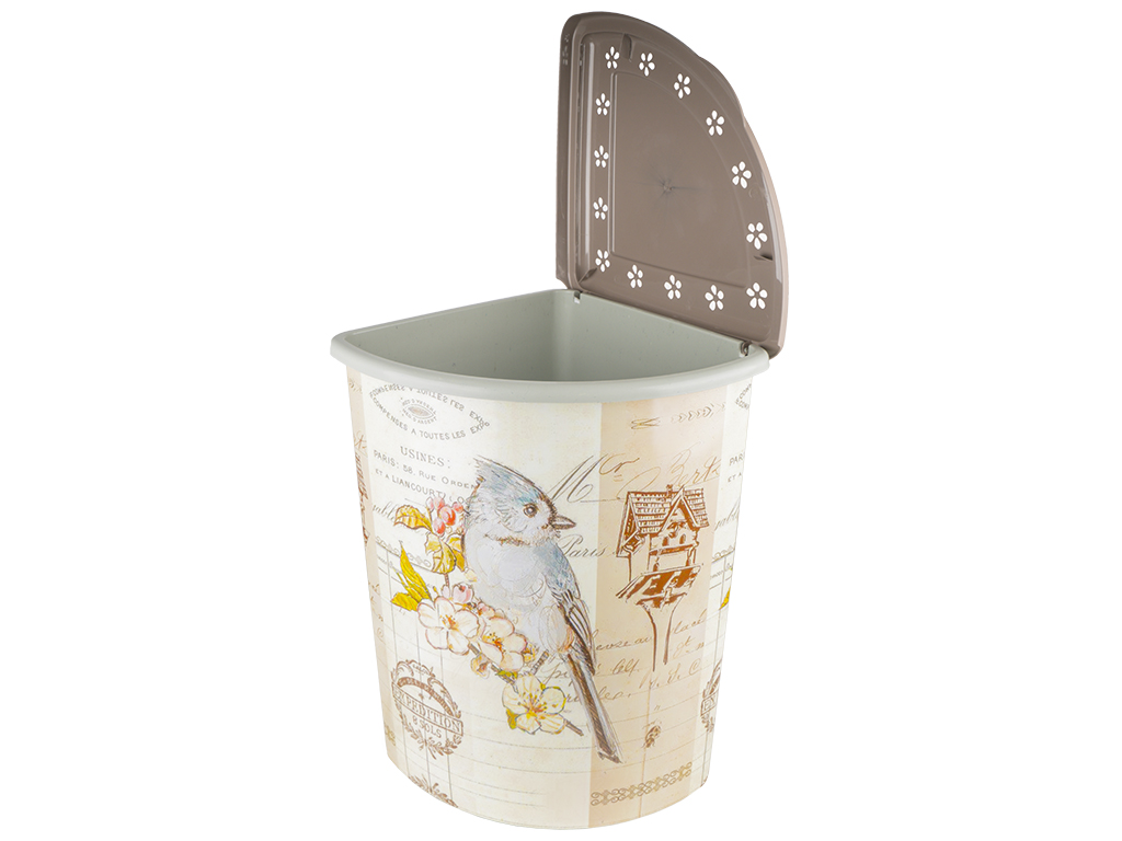 Кошик для білизни кутовий Elif 48л Пташка
