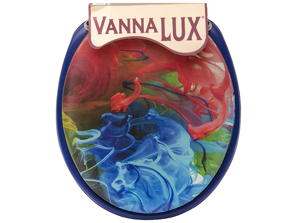 Сидіння з кришкою для унітазу м'яке Vanna Lux колір темно синій з малюнком