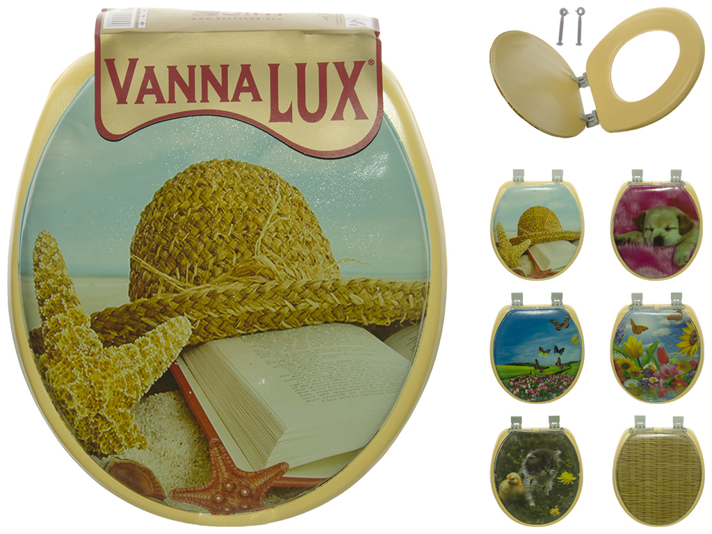 Сидіння з кришкою для унітазу м'яке Vanna Lux колір жовтий з малюнком