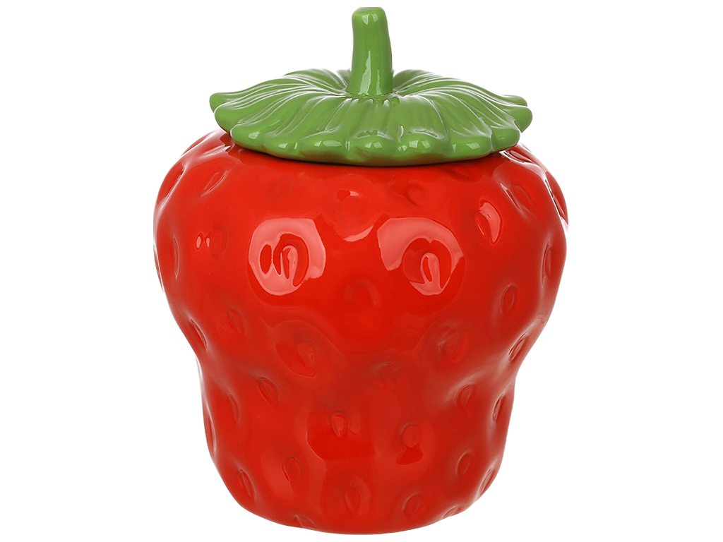Банка для хранения Strawberries керамическая красная 300 мл УЦЕНКА