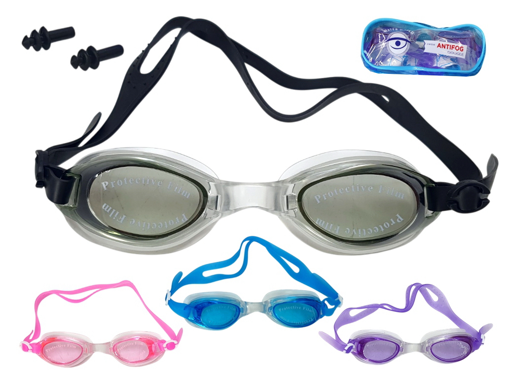 Окуляри для плавання з футляром Swim Antifog Goggles, 12-18 років, 5 кольорів
