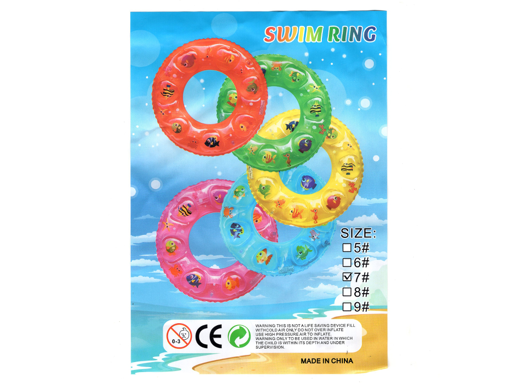 Надувне коло для плавання, ПВХ, з малюнками рибок, 70см