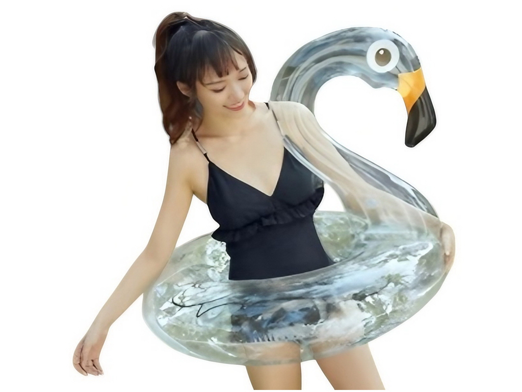 Надувне коло для плавання, ПВХ, фламінго прозорий з блискітками, 90см