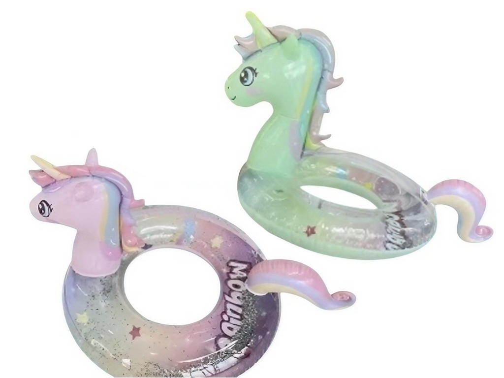 Надувной круг для плавания, ПВХ, единорог с блёстками, 90см