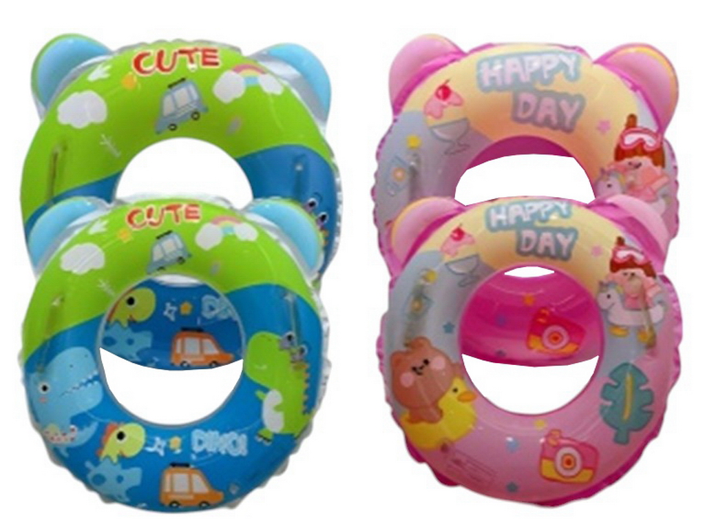 Надувне коло для плавання, ПВХ, з вушками, 70см, з дитячим принтом