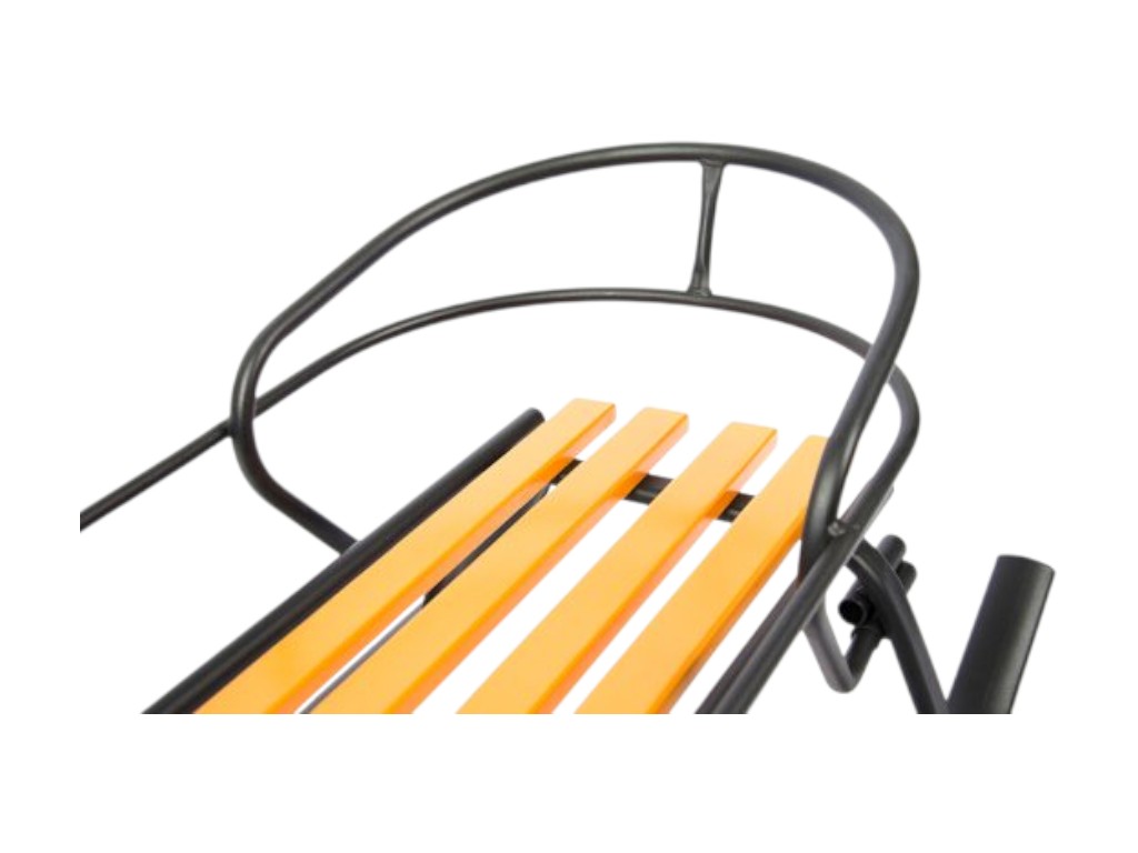 Детские санки со съемной спинкой Спринтер, черная текстура с оранжевым планками, Vitan