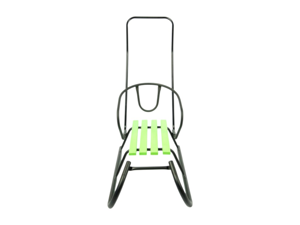 Санки детские со спинкой Овен черные, цветное сиденье, металлический каркас, Vitan