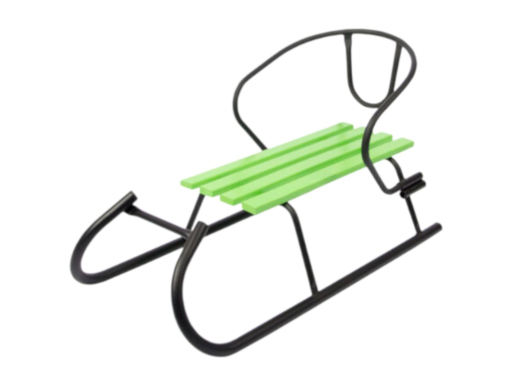 Санки детские со спинкой Овен черные, цветное сиденье, металлический каркас, Vitan