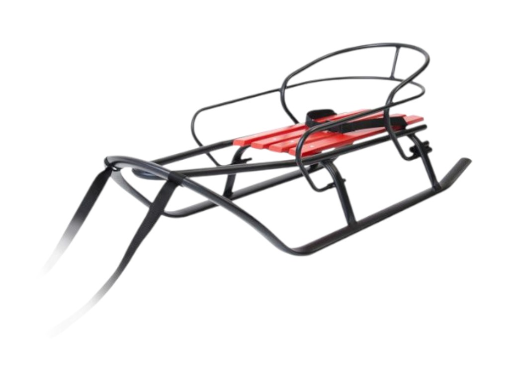 Санки дитячі зі знімною спинкою Спринтер, чорна текстура з червоною планкою, Vitan