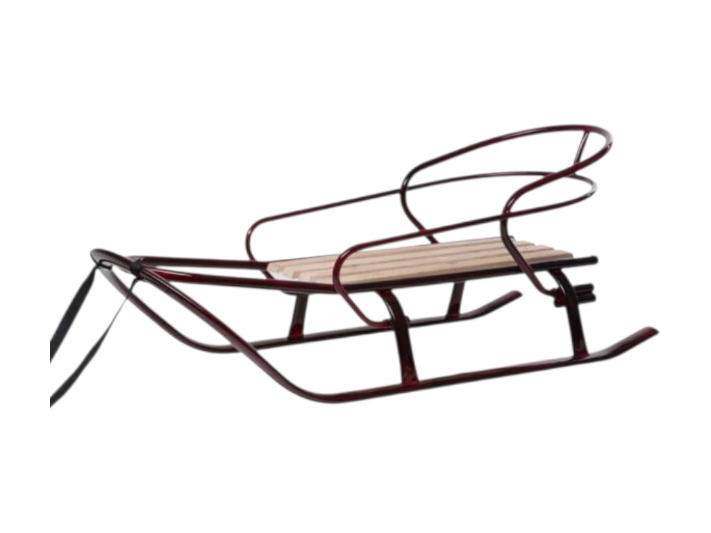 Санки дитячі зі знімною спинкою Спринтер, металеві з дерев’яним сидінням, бордові, Vitan