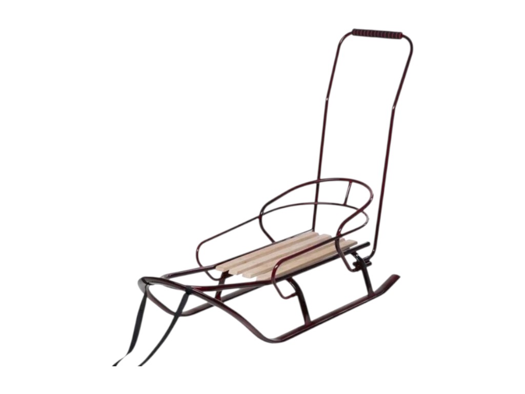 Санки дитячі зі знімною спинкою Спринтер, металеві з дерев’яним сидінням, бордові, Vitan