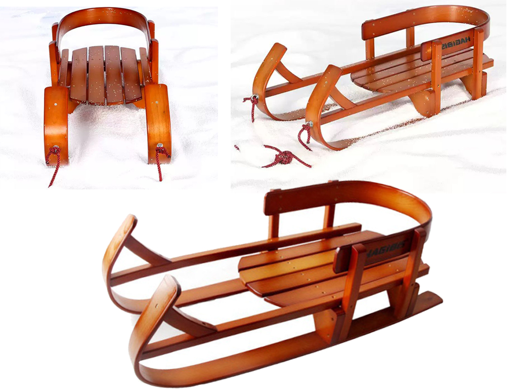 Санки детские деревянные со спинкой JSXQ-23, бук