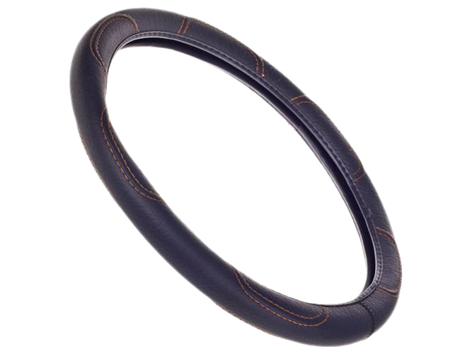 Чехол руля 16113L, размер L (39-41см), черный, прошит.коричн.ниткой