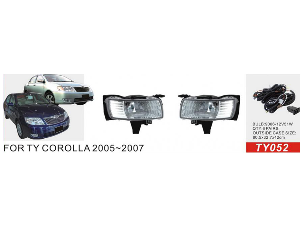 Фари дод. модель Toyota Corolla 2004-07/TY-052/9006-12V55W/ел.проводка