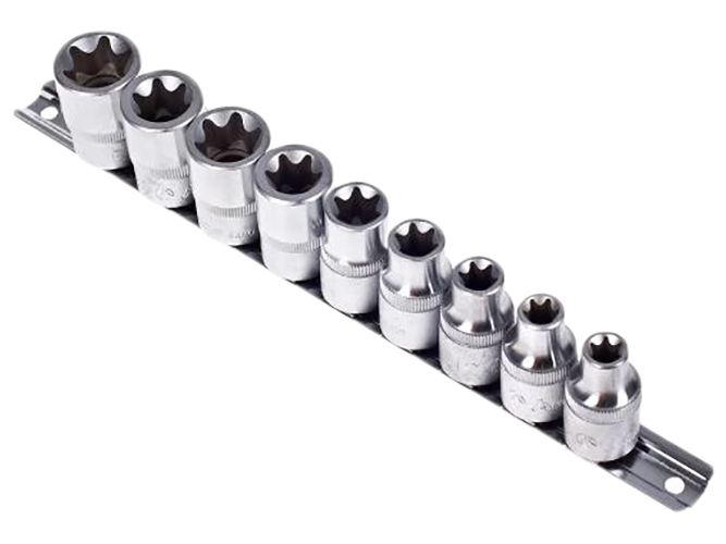 Набір торцевих головок зовнішній торкс HANS 1/2"DR Е10-Е24, 9 предметів блістер (46410-9C)