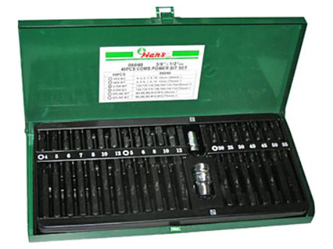Набор вставок HANS 4-12мм, Т20-Т55, М5-М12, 30/75мм, 3/8"DR и 1/2"DR, 40 предметов (06040)