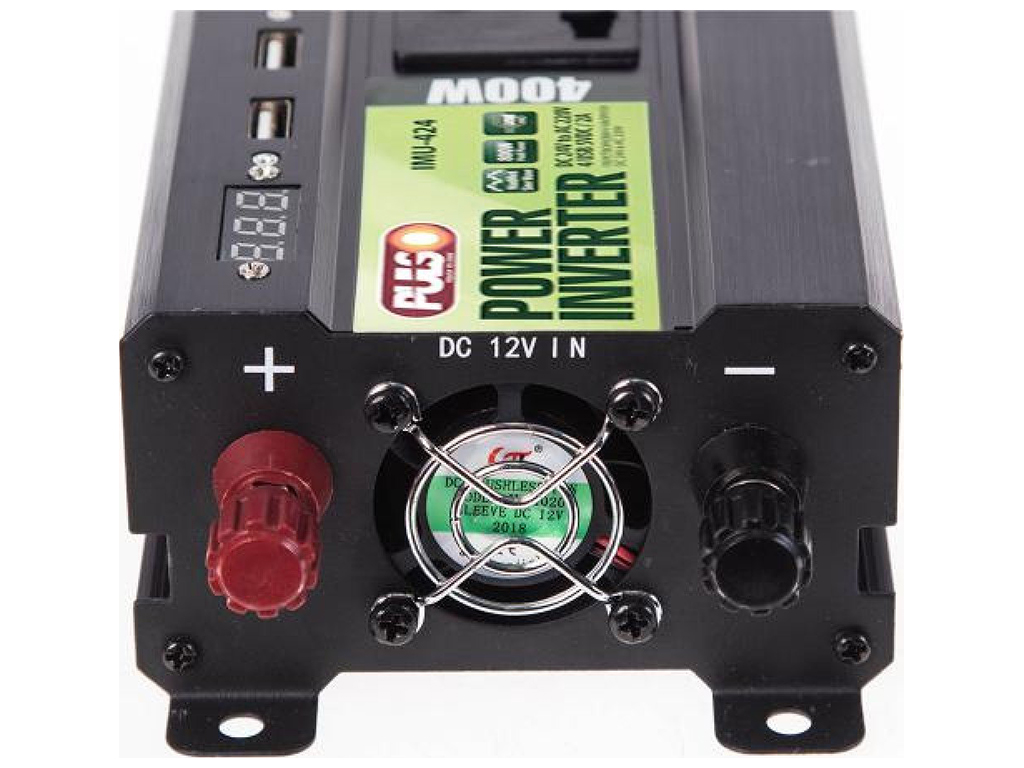 Преобразователь напряжения PULSO (IMU-424) 24V-220V, 400W, 4USB-5VDC2.0A, LED, мод.волна, клеммы