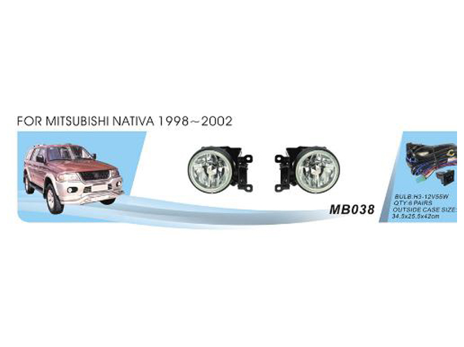 Фары дополнительные MB-038 для Mitsubishi Pajero Sport/Nativa (1998-2008), H3, 12V, 55W, с проводкой