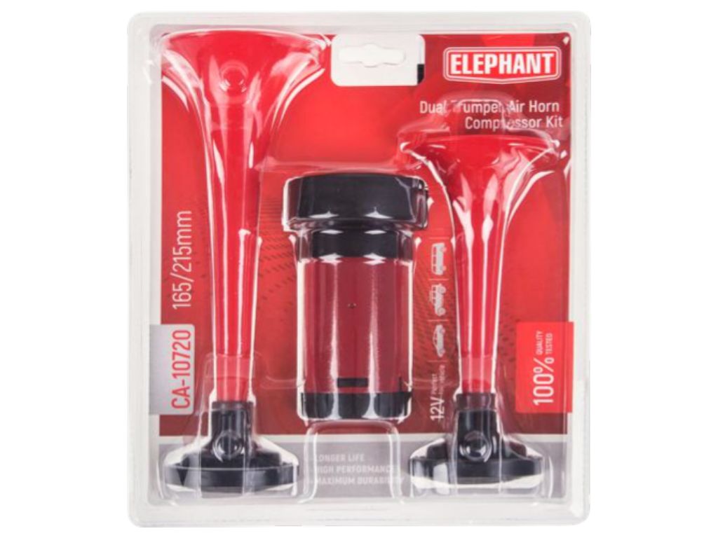 Сигнал возд CA-10720/Еlephant/2-дудки пластик,красный 12V/165mm,215mm