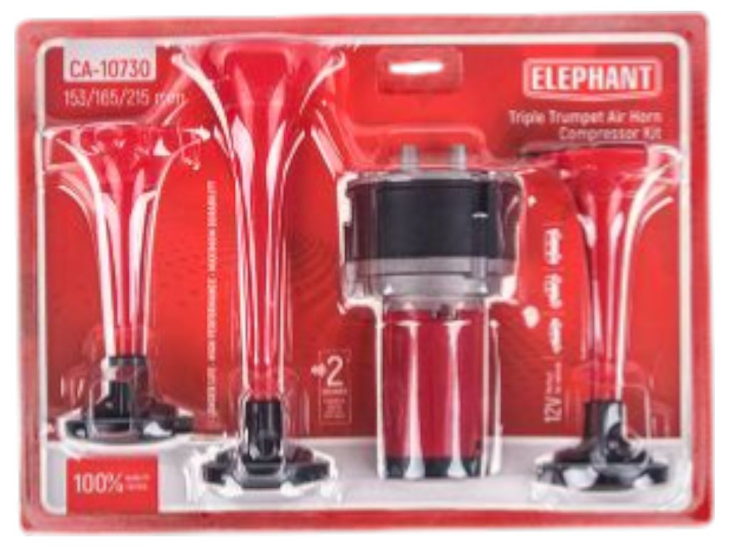 Сигнал возд CA-10730/Еlephant/3-дудки пластик,красный 12V/165mm,200mm,215mm