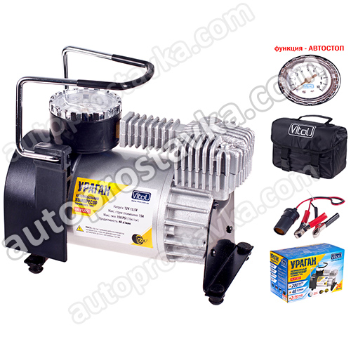 Компрессор "Ураган" КА-У12051 150psi/15Amp/40л/прикур.+переходник/Автостоп