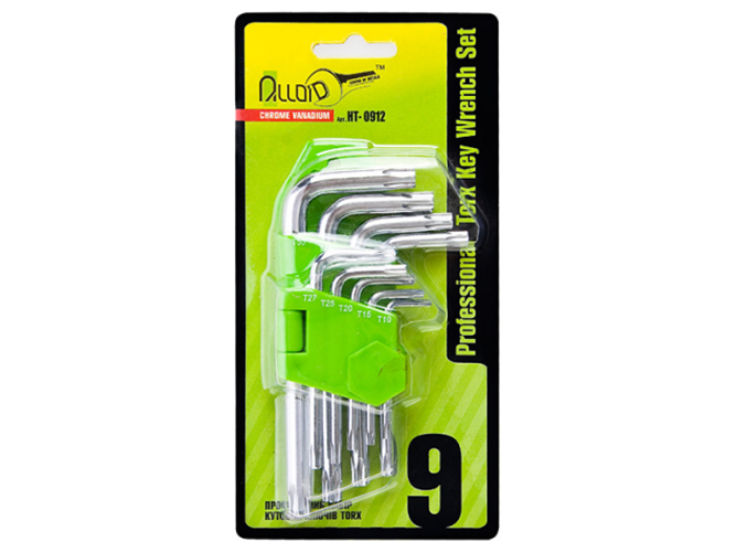 Набор ключей изогнутых Alloid TORX 9 предм. T10 -T50 (НТ-0912)