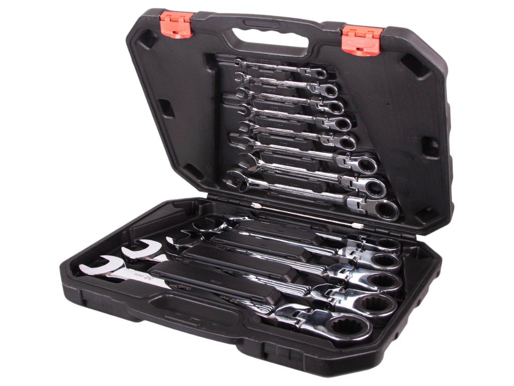 Набор ключей Alloid, комбинированные с трещоткой и карданом, 13 предметов, 8–32мм, сталь