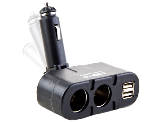 Разветвитель прикуривателя PULSO WF-0668/003 (2 выхода+2 USB 1500мA, предохранитель, изм. угол)