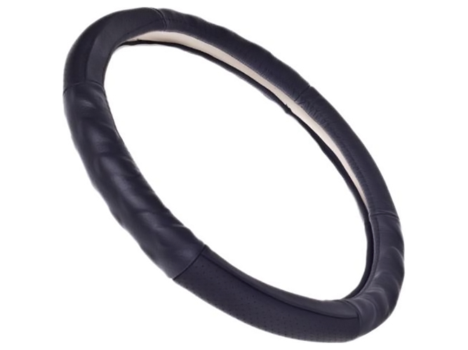 Чохол для керма Vitol, B 017, XL (41-43см), чорний, біла основа, шкіра