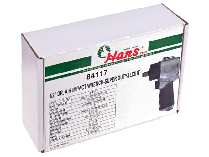 Пневмогайковерт HANS 1/2" DR 10000 об/хв, 678 Nm 1,55кг 84117