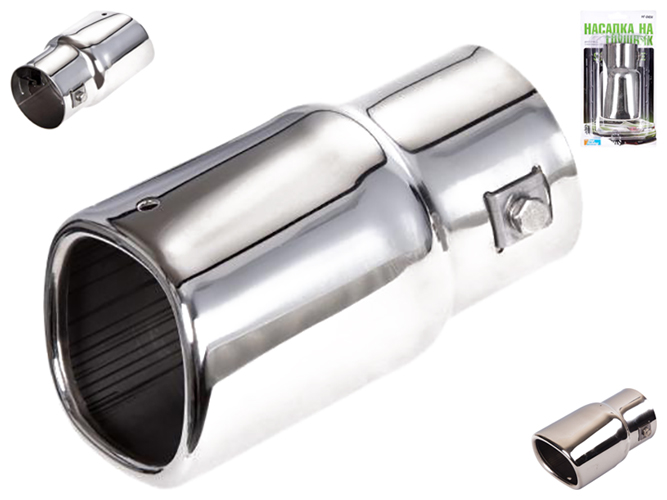 Насадка на глушитель VITOL НГ-0404, вход D64мм, длина 140мм, выход 76х70мм