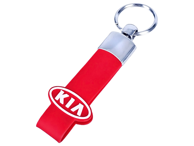 Брелок с резиновым ремешком, красный, KIA