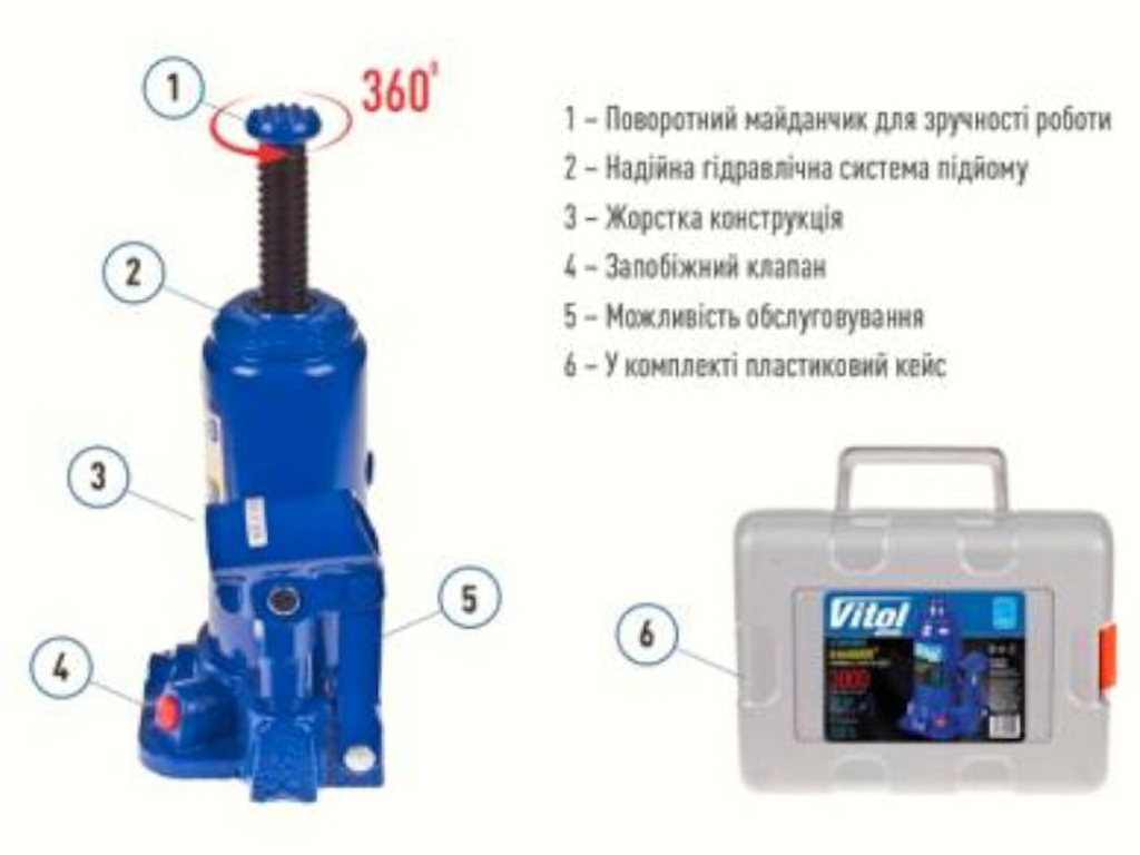 Домкрат гидравл. телескоп   3т чемодан. Высота подъема 180-350 мм. Iron Hand (IH-180350D-K)