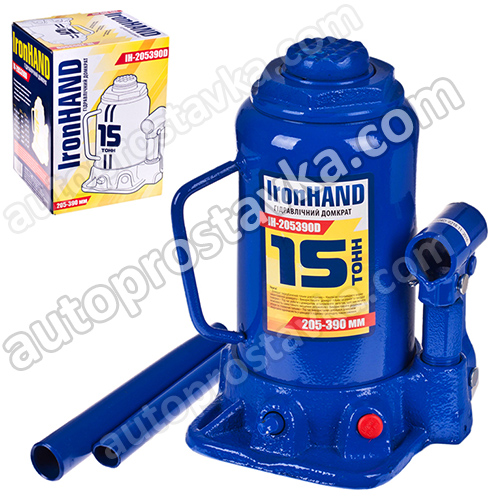 Домкрат гидравл. телескоп 15т картон. Высота подъема 205-390 мм. Iron Hand (IH-205390D)