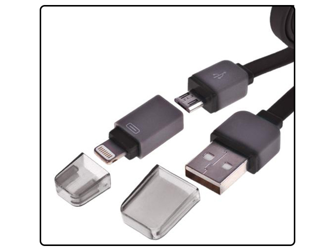 Кабель PULSO USB-Micro, USB, Apple 1м pink плоский