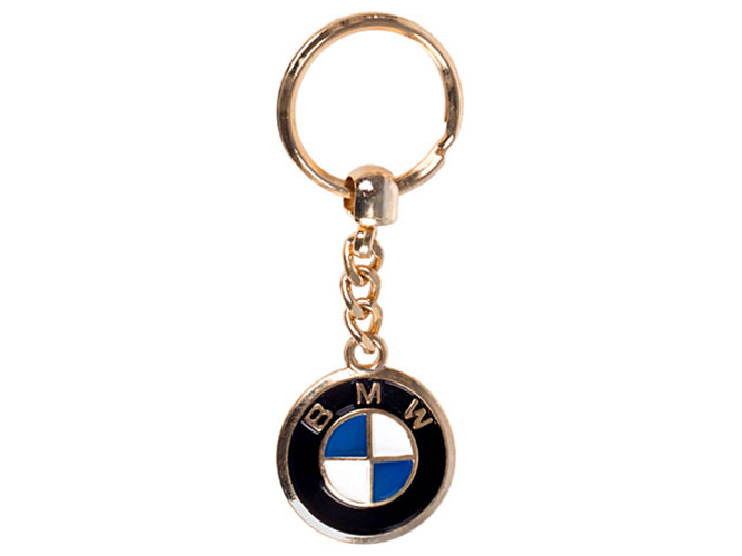 Брелок металевий кольоровий на ланцюжку 1шт BMW GOLD