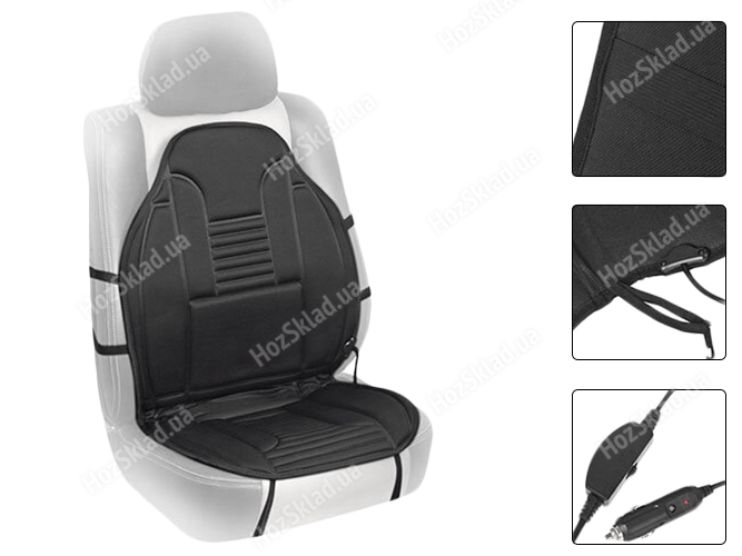 Накидка на сиденье ZL012 (100x50см) с подогревом и переключателем, черная