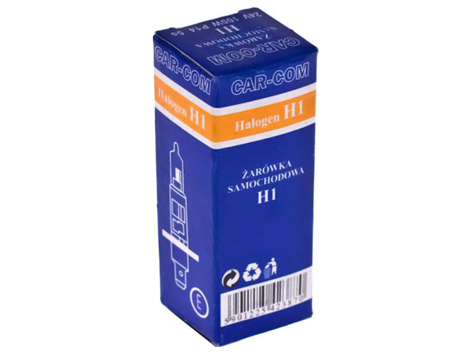 Лампа CAR-COM галогенна, H1, P14,5s, 24V-100W
