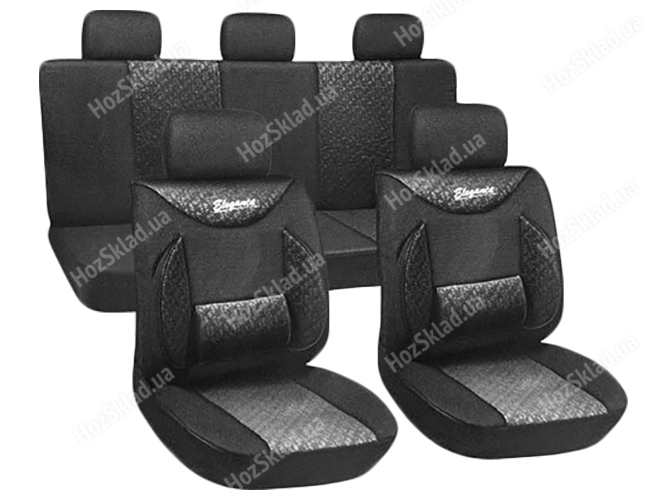Набор чехлов MILEX Elegance полный комплект (2 передних, 2 задних, 5 подголовников) черные