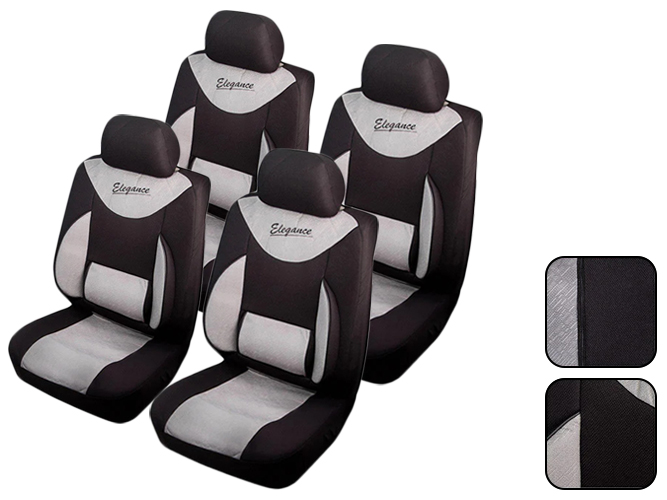 Набор чехлов MILEX Elegance полный комплект (2 передних, 2 задних, 5 подголовников) серые