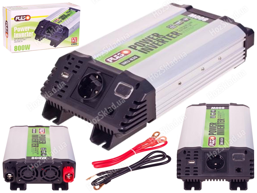 Купить Преобразователь напряжения PULSO (IMU-820) 12V-220V, 800W, USB-5VDC2.0A,  мод.волна, клеммы недорого