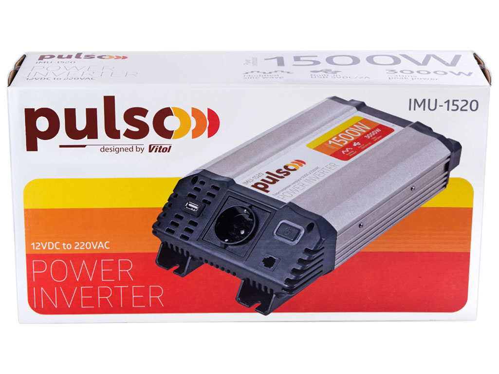 Преобразователь напряжения PULSO IMU-1520 1500W (12V–220V, с USB)