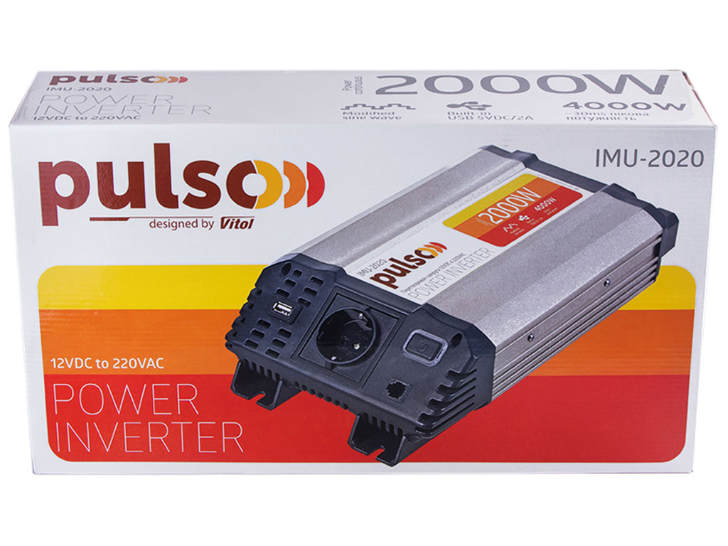 Преобразователь напряжения PULSO IMU-2020 2000Вт (12V–220V, с USB)
