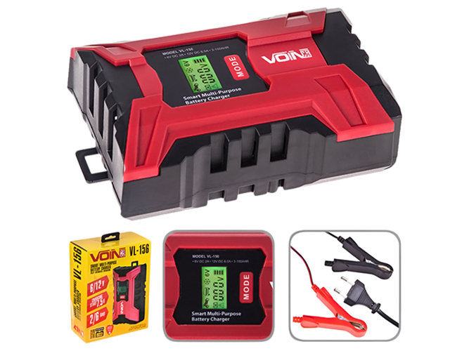 Зарядное устройство импульсное VOIN VL-156 6-12В 2-6A 3-150AHR LCD