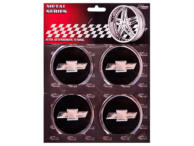 Наклейки на колпаки CHEVROLET, черные, диаметр 6см (цена за набор 4шт)